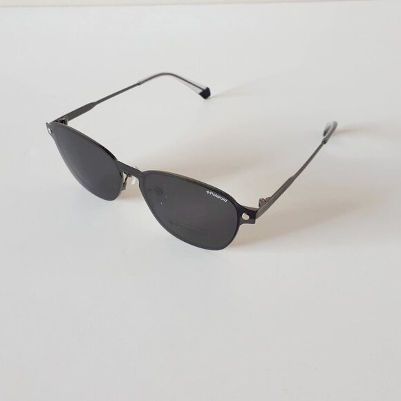 NWOT Polaroid gunmetal charcoal grey glasses with magnetic clip on lenses - Picture 6 of 10